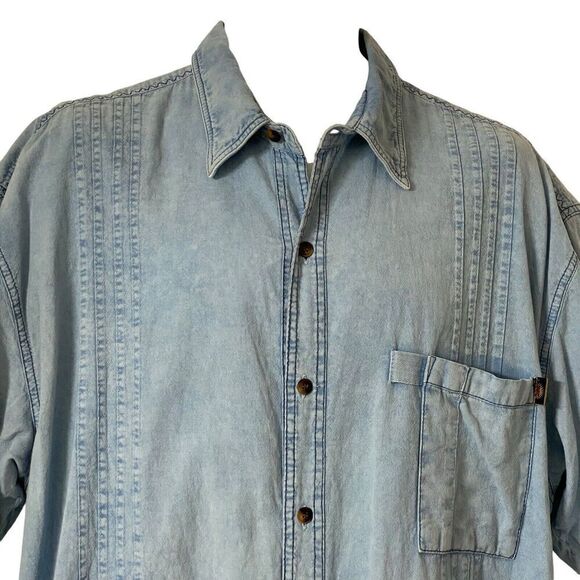 Scully Shirt Mens Extra Large XL Blue Chambray Relaxed Distressed Farthest Point - Picture 2 of 6